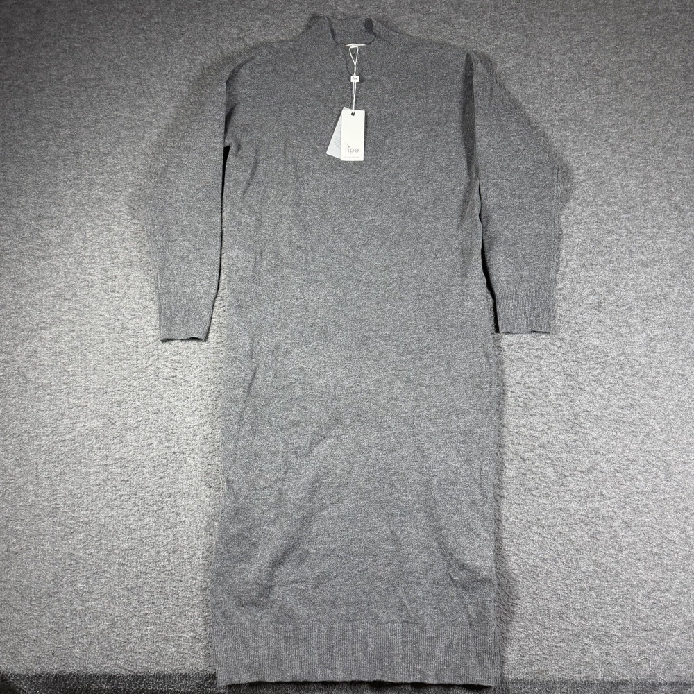 NWT Ripe Maternity Jemma Sweater Dress Womens Small S Gray Maxi Length
